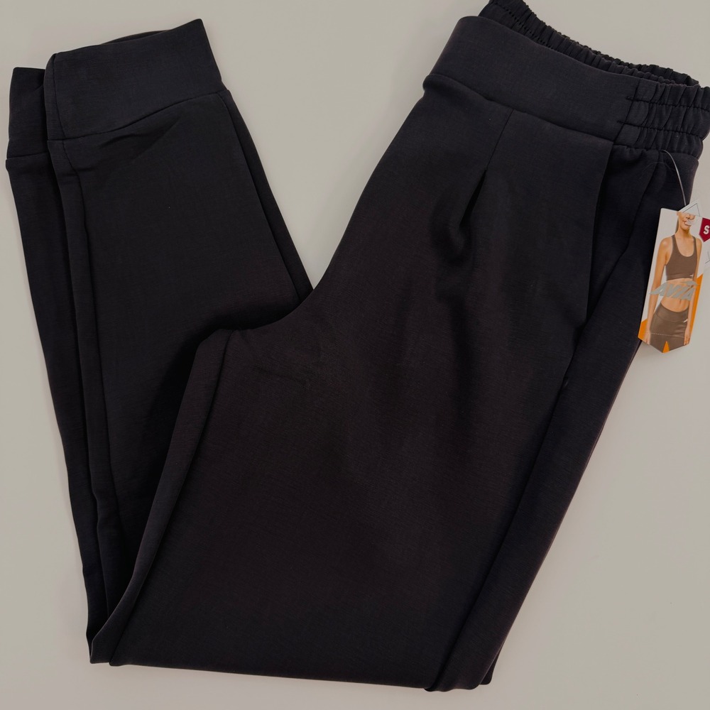 Avia Womens Commuter Joggers Black Pleated Front Elastic Waist Pockets Size S